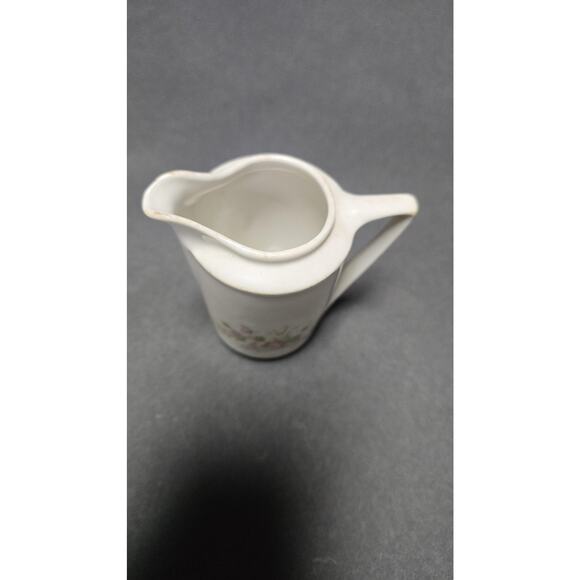 Vintage Floral Porcelain Mini Creamer Pitcher White Pink Flowers Small 196 China - Picture 5 of 7